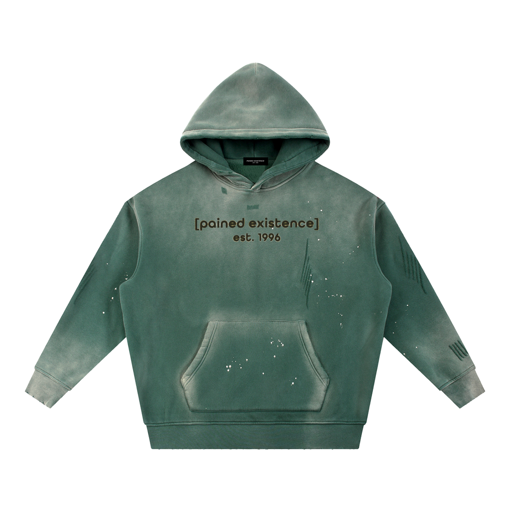Vintage Washed Frayed Fleece Hoodie